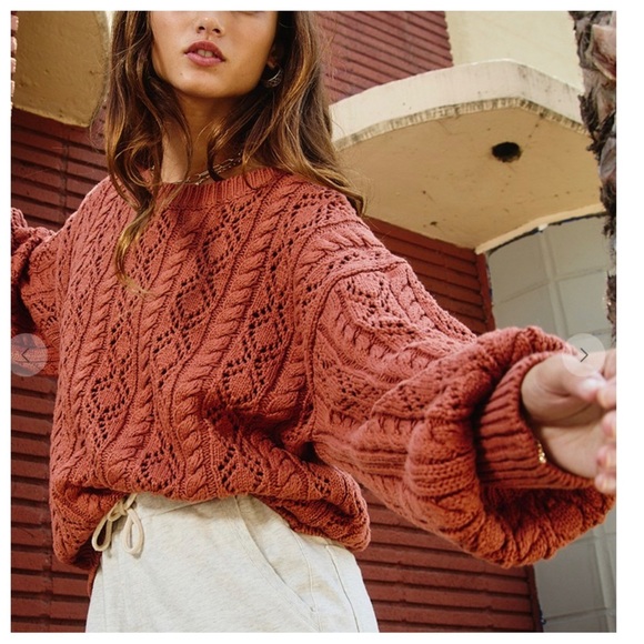 #13 Beautiful chic Long cuff Solid Cable Sweater - Picture 2 of 5